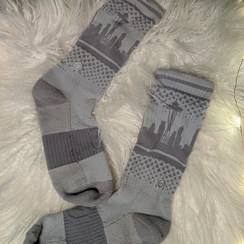 All Grey Seattle Skyline Socks